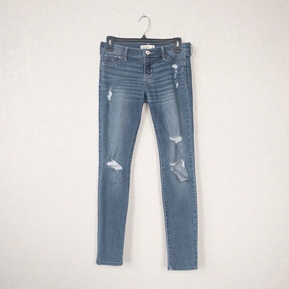 Abercrombie Kids Medium Wash Distressed Denim Jeggings‎ Size 16 - Picture 1 of 7